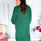 Beautiful You Holiday Green Overlap Ruffle V Neck Midi Dress