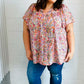 Plum Multicolor Boho Paisley Tie Neck Dolman Top