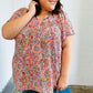 Plum Multicolor Boho Paisley Tie Neck Dolman Top