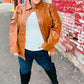 Open Your Heart Rust Vegan Leather Snap Button Shacket