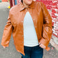 Open Your Heart Rust Vegan Leather Snap Button Shacket
