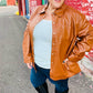 Open Your Heart Rust Vegan Leather Snap Button Shacket