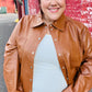 Open Your Heart Rust Vegan Leather Snap Button Shacket