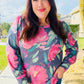 On My Heart Navy Floral Brushed Hacci Sweater Top