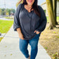 Versatile Charcoal Front Tie Modal Knit Peasant Top