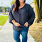 Versatile Charcoal Front Tie Modal Knit Peasant Top