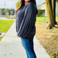Versatile Charcoal Front Tie Modal Knit Peasant Top