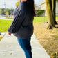 Versatile Charcoal Front Tie Modal Knit Peasant Top