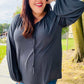 Versatile Charcoal Front Tie Modal Knit Peasant Top