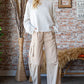 Busy Mornings Taupe Cargo Wide Leg Trousers
