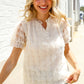 Classy Chic Ivory Swiss Dot Chiffon Button Yoke Lined Blouse