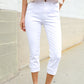 Judy Blue White Midrise Cuffed Hem Skinny Fit Capris