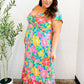 Vacay Vibes Blue Floral Print Sweetheart Twisted Neckline Maxi Dress