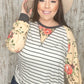 Stripe and Peach Leopard Floral Color Block Top
