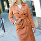 Rust Suede Double Breasted Belted Lined Trench Coat