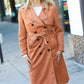 Rust Suede Double Breasted Belted Lined Trench Coat