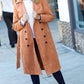 Rust Suede Double Breasted Belted Lined Trench Coat