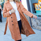 Rust Suede Double Breasted Belted Lined Trench Coat
