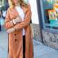 Rust Suede Double Breasted Belted Lined Trench Coat