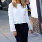 Holiday Ready Pointelle Smocked Bell Sleeve Top
