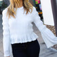 Holiday Ready Pointelle Smocked Bell Sleeve Top