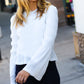 Holiday Ready Pointelle Smocked Bell Sleeve Top