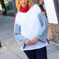 Red/White Hacci Color Block Jacquard Knit Turtleneck