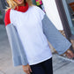 Red/White Hacci Color Block Jacquard Knit Turtleneck