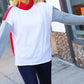 Red/White Hacci Color Block Jacquard Knit Turtleneck