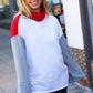 Red/White Hacci Color Block Jacquard Knit Turtleneck