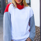 Red/White Hacci Color Block Jacquard Knit Turtleneck