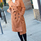 Rust Suede Double Breasted Belted Lined Trench Coat