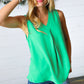 Green Banded V Neck Sleeveless Top