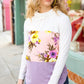 Lean On Me Lavender Floral Cowl Neck Color Block Terry Top