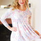 Feeling Fun Blue & Pink Floral Ribbed Babydoll Ruffle Top