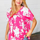 Fuchsia Floral V Neck Dolman Top