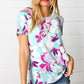 Turquoise & Purple Flat Floral Print Top