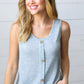 Light Blue Two Tone Button Down Sleeveless Top