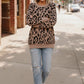 Leopard Jacquard Oversized Sweater Knit Top