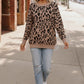 Leopard Jacquard Oversized Sweater Knit Top
