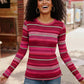 Keep Me Guessing Magenta Herringbone Long Sleeve