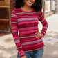 Keep Me Guessing Magenta Herringbone Long Sleeve
