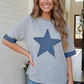 Reach For The Stars Denim Patch Sweatshirt Top
