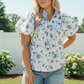Sweet in Blue Floral Puff Sleeve Babydoll Top