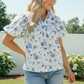 Sweet in Blue Floral Puff Sleeve Babydoll Top