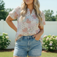 Patchwork Floral Puff Sleeve Top