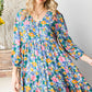 Boho Vibes Cotton Floral Button Down 3/4 Sleeve Tiered Dress
