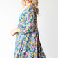 Boho Vibes Cotton Floral Button Down 3/4 Sleeve Tiered Dress