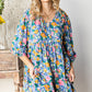 Boho Vibes Cotton Floral Button Down 3/4 Sleeve Tiered Dress
