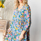Boho Vibes Cotton Floral Button Down 3/4 Sleeve Tiered Dress